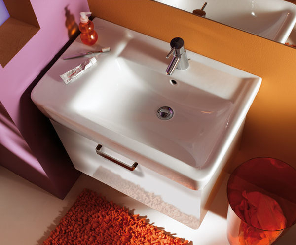 【麗室衛浴】瑞士GEBERIT Plan系列 122175右槽/122180左槽盆+發泡板防水鋼烤浴櫃 75CM
