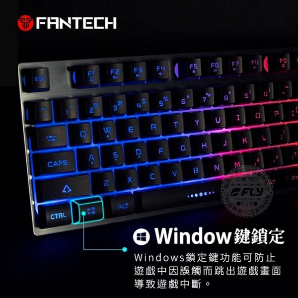 《飛翔無線3C》FANTECH K613L 多色燈效鋁合金面板鍵盤￨公司貨￨薄膜結構 104鍵 彩燈光效果