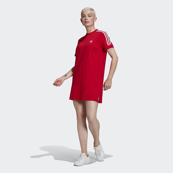 Adidas ORIGINALS ADICOLOR 女裝 短袖 洋裝 連身裙 捲袖 寬鬆 紅【運動世界】GN2778 product thumbnail 3