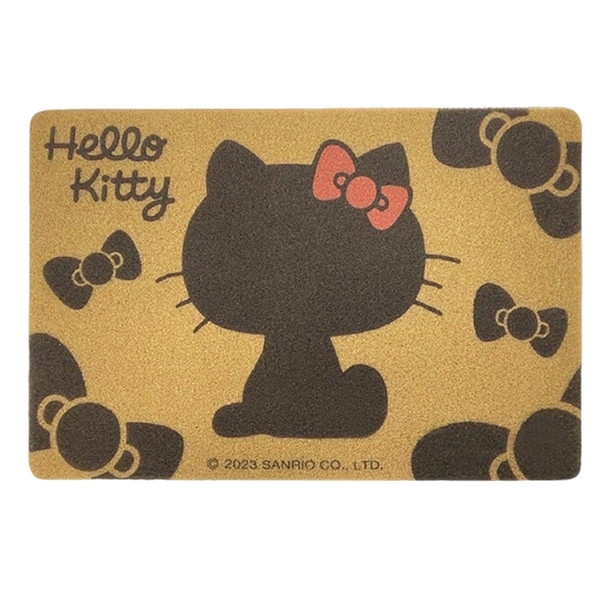 小禮堂 Hello Kitty 刮泥絲圈地墊 60x40cm 棕剪影 (少女日用品特輯) 4716814-956858