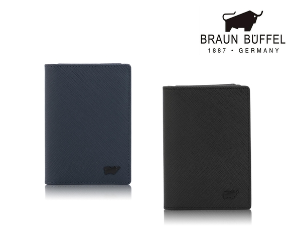 【全新品公司貨】BRAUN BUFFEL防刮牛皮可放名片夾 黑/藍【寧寧小舖/台中30年老店】BF347-402-1