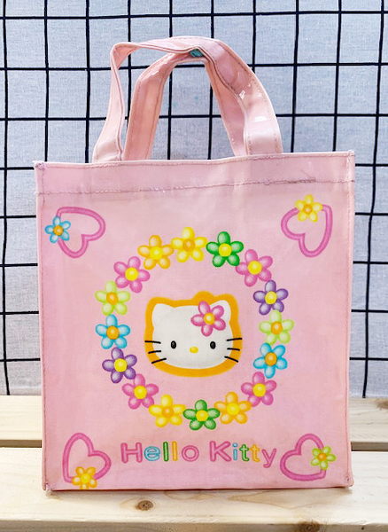 【震撼精品百貨】Hello Kitty 凱蒂貓~日本SANRIO三麗鷗KITTY防水手提袋-粉底愛心小花*83903
