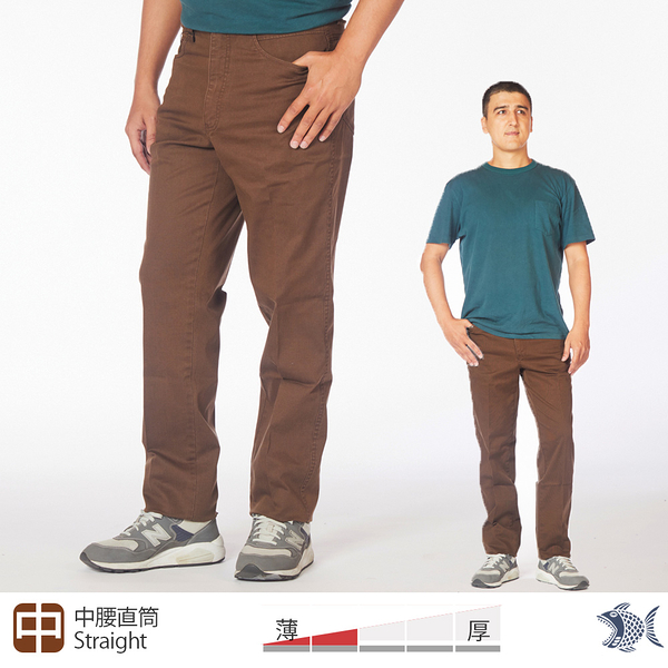 【NST Jeans】往日情懷昭和色咖啡 彈性針織PK條紋布 休閒男褲(中腰直筒) 395(66775) 台灣製