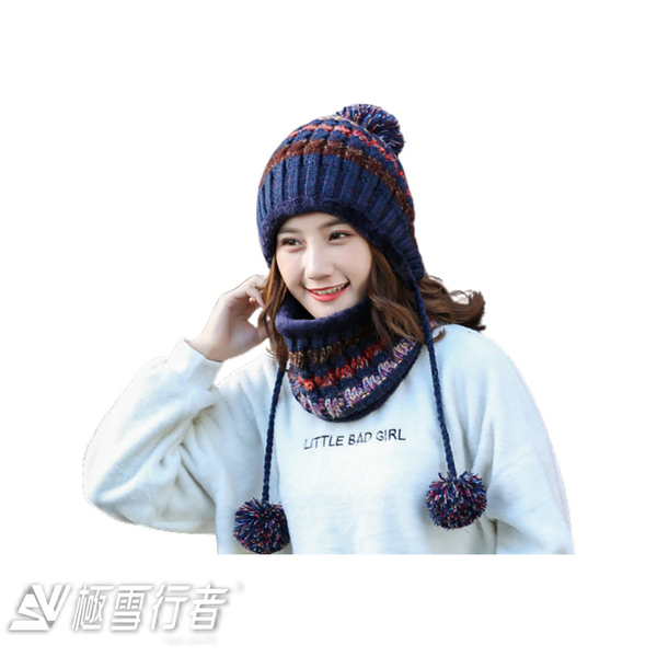 【極雪行者】SW-MZWB加絨加厚針織護耳毛線帽加圍脖兩件套(冬季/保暖/休閒) product thumbnail 3