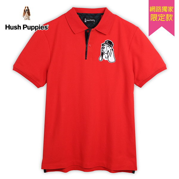 Hush Puppies POLO衫 男裝格紋拼接漁夫帽狗短袖POLO衫