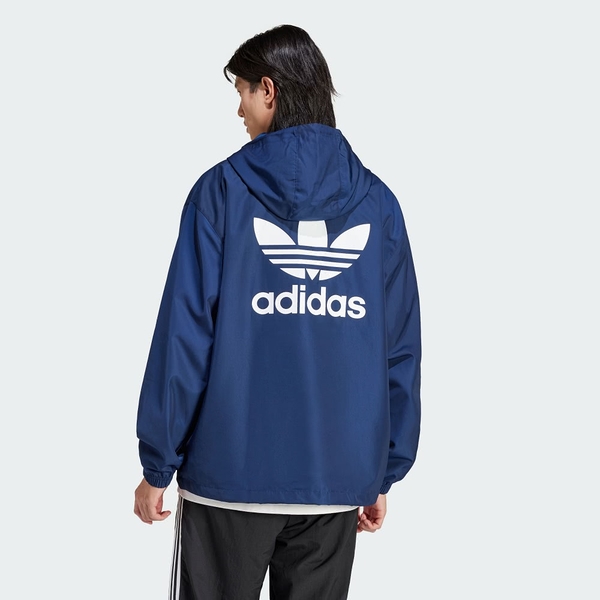 adidas ADICOLOR 風衣外套 運動 穿搭 男 三葉草 深藍 IR9858