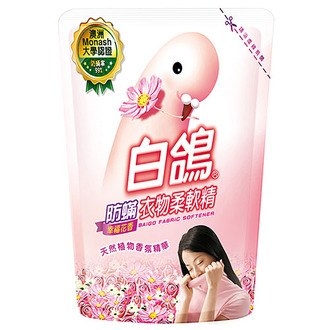 BAIGO 白鴿 防蟎衣物柔軟精 補充包-幸福花香 1800g【康鄰超市】