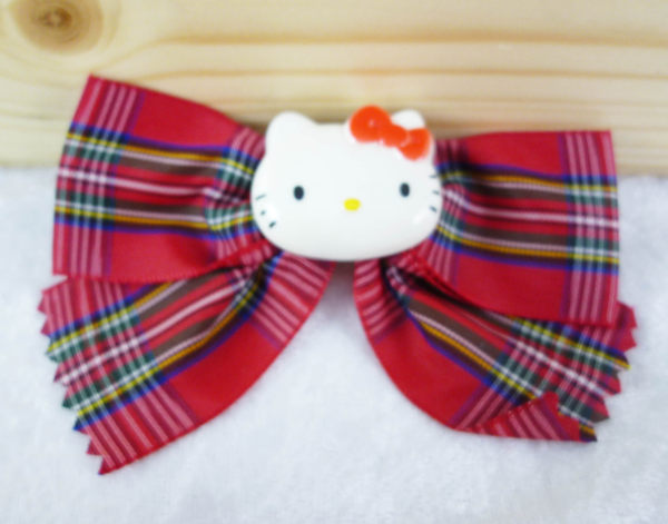 【震撼精品百貨】Hello Kitty 凱蒂貓~髮夾 蕾絲/萊茵石/紅格【共3款】 product thumbnail 3