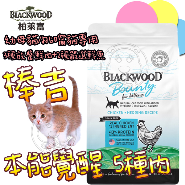 【培菓幸福寵物專營店】【Blackwood 柏萊富】Bounty 棒吉系列 貓飼料 本能覺醒 5種肉300g