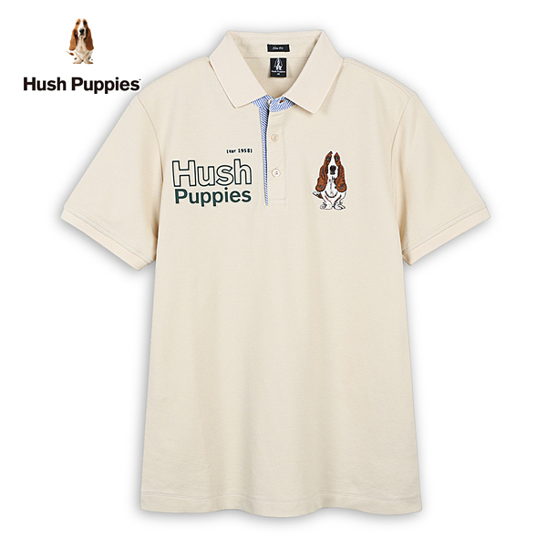 Hush Puppies POLO衫 男裝經典品牌英文印花刺繡狗短袖POLO衫