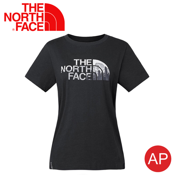 【The North Face 女 LOGO 純棉短袖T恤《黑》】3V4C/棉T/吸濕排汗/運動衣/休閒/跑步/登山