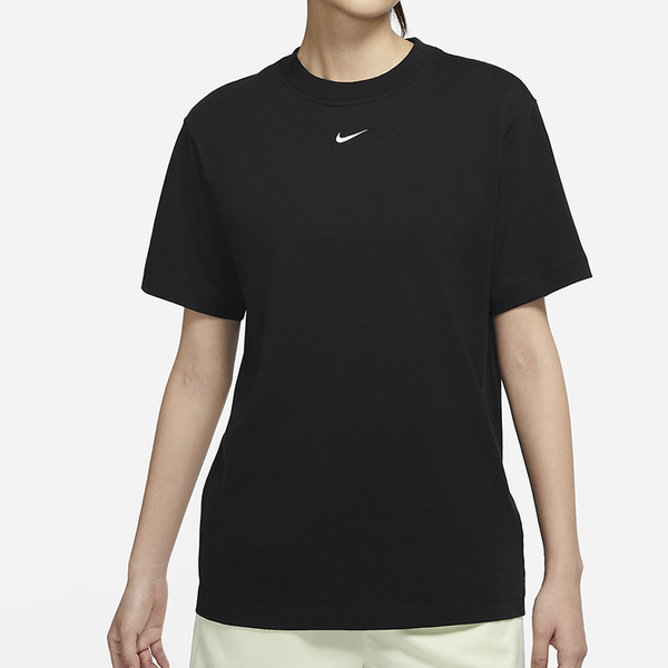 Nike Sportswear Essential 女裝 短袖 休閒 寬版 棉質 微落肩 刺繡 黑【運動世界】DN5698-010