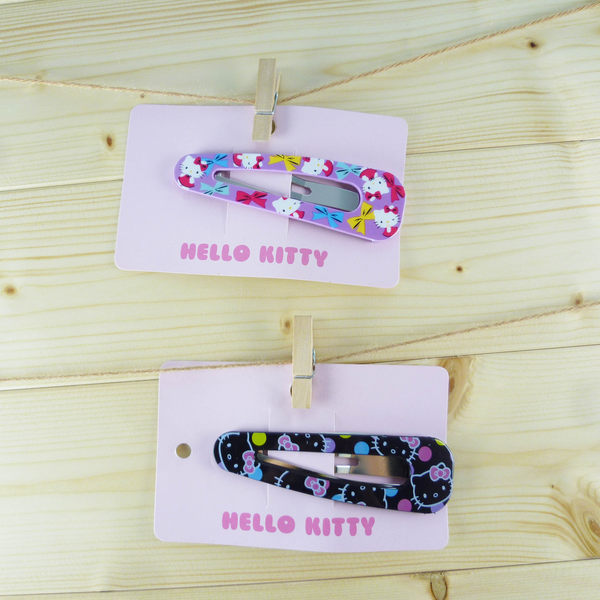 【震撼精品百貨】Hello Kitty 凱蒂貓~髮夾 黑灰圈圈/黑點點/紫蝴蝶結/紫底粉點/蝴蝶花朵【共5款】