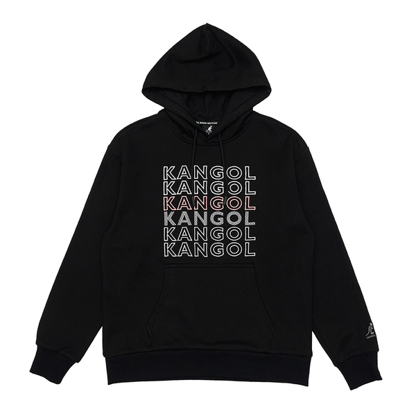 KANGOL 長袖 帽T 黑彩 滿版刺繡LOGO 中性 6255105520