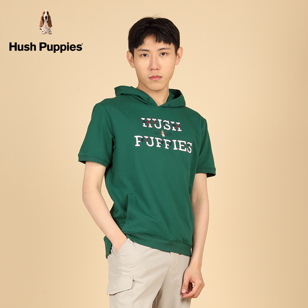 Hush Puppies 帽T 男裝經典格紋矽膠英文刺繡狗短袖帽T product thumbnail 3