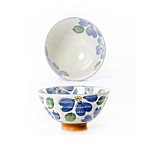 【堯峰陶瓷】日本美濃燒-三色花毛料碗 藍色 紅色(單入)|日本花|情侶 親子碗|日本製陶瓷碗 product thumbnail 2