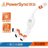 PowerSync群加 TS3WB003 2P一對三抗搖擺分接線 30cm（白/橘）