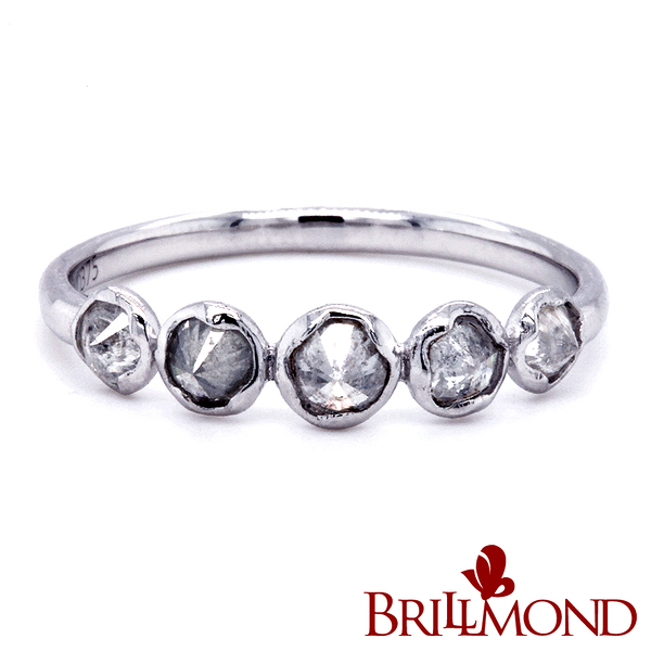 【BRILLMOND JEWELRY】鑽石線戒 50分 白K金 倒鑲手工鑽戒(9K白金台 天然鑽石總重50分)