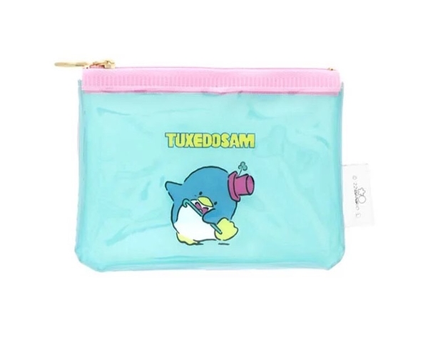 【震撼精品百貨】Tuxedo Sam Sanrio 山姆藍企鵝~日本SANRIO 山姆企鵝迷你防水扁平收納包-復古*69066