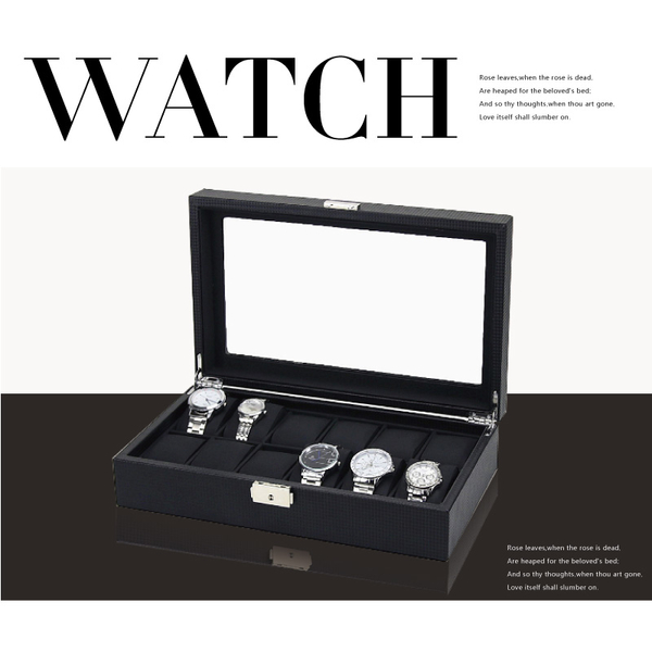十二格鑽石紋皮革手錶盒 12格收納盒 展示盒收藏盒首飾品盒項鍊珠寶盒 手錶收納盒-輕居家2036 product thumbnail 3