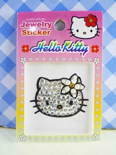 【震撼精品百貨】Hello Kitty 凱蒂貓~KITTY立體鑽貼紙-白KITTY(S)花