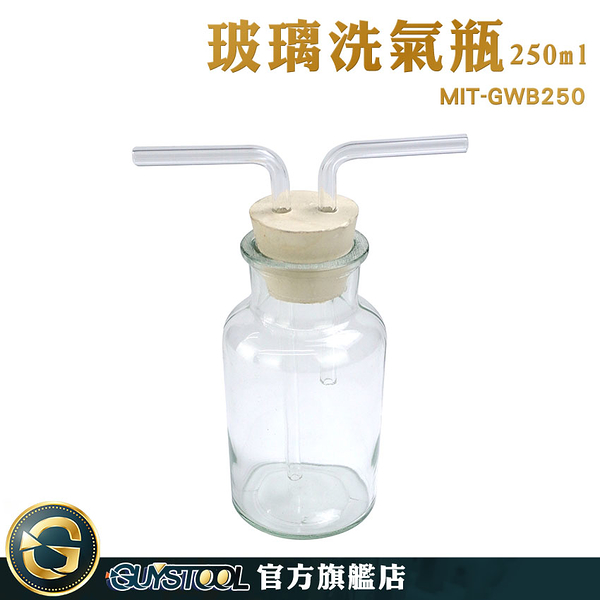 GUYSTOOL 教學儀器 玻璃瓶 氣洗瓶 抽氣瓶 MIT-GWB250 洗瓶 洗滌瓶 多功能瓶 玻璃洗氣瓶