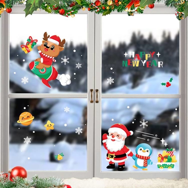 【橘果設計】聖誕老人與企鵝靜電款 聖誕耶誕壁貼 聖誕裝飾貼 聖誕佈置 壁貼 牆貼 壁紙 product thumbnail 4