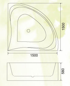 【麗室衛浴】BATHTUB WORLD D-057 壓克力 扇形造型缸 150*150*58CM product thumbnail 3