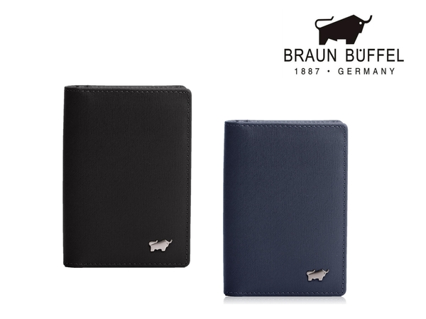 【全新品公司貨】BRAUN BUFFEL 防刮真皮30張名片夾 黑/藍【寧寧小舖/台中30年老店】BF306-402-1