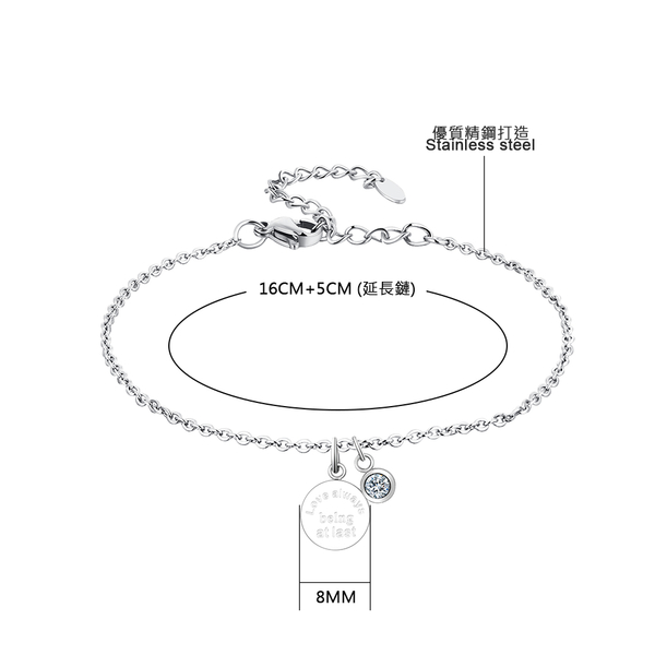 316L鈦鋼手鍊 圓牌手練 氣質款 女生禮物 情人送禮物 生日禮物推薦 單件價【AJS113】Z.MO鈦鋼屋 product thumbnail 6