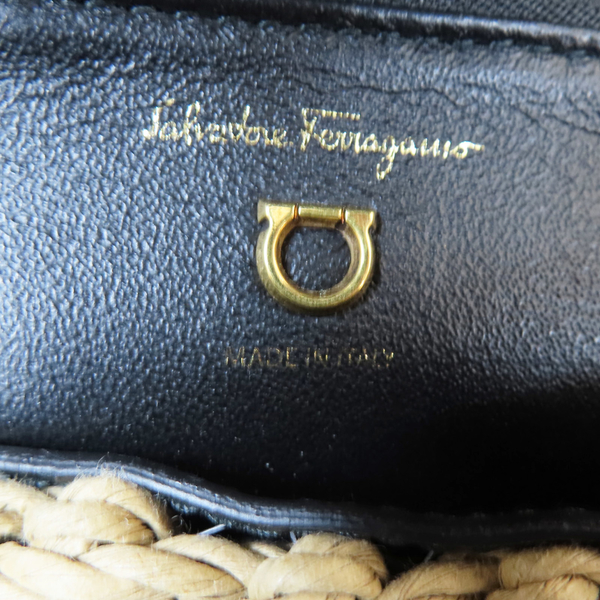 【二手名牌BRAND OFF】Salvatore Ferragamo 費拉格慕 黑色 牛皮 藤編 兩用包 product thumbnail 6