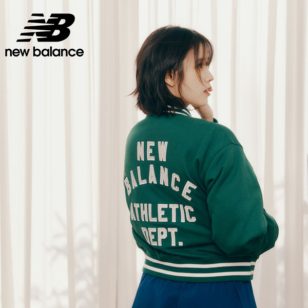 NEW BALANCE 外套 NB 深綠 刺繡LOGO 鋪棉 棒球外套 女 WJ41509NWG