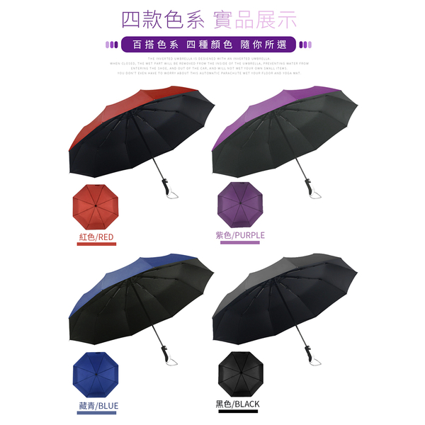 【樂邦】黑膠十骨傘-大傘面 傘下直徑105cm 隔熱 防曬 不透光 自動傘 晴雨傘