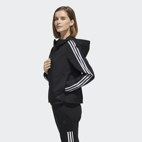 ADIDAS 3-STRIPES 女裝 外套 連帽 風衣 休閒 運動 防風 拉鍊 口袋 百搭 黑【運動世界】FN2262 product thumbnail 4