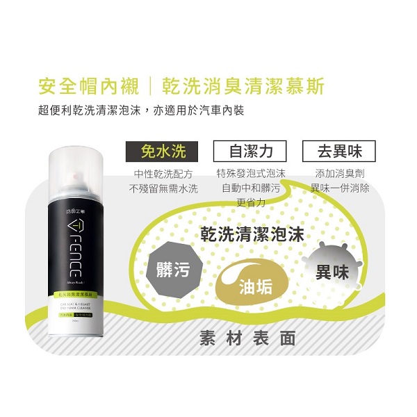 防御工事 乾洗消臭清潔慕斯安全帽/汽車內裝250ml product thumbnail 7