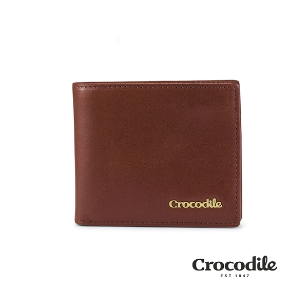 【寧寧精品】台中30年老店 Crocodile 鱷魚 真皮皮夾 0103-11002-02 咖啡色-新品上市