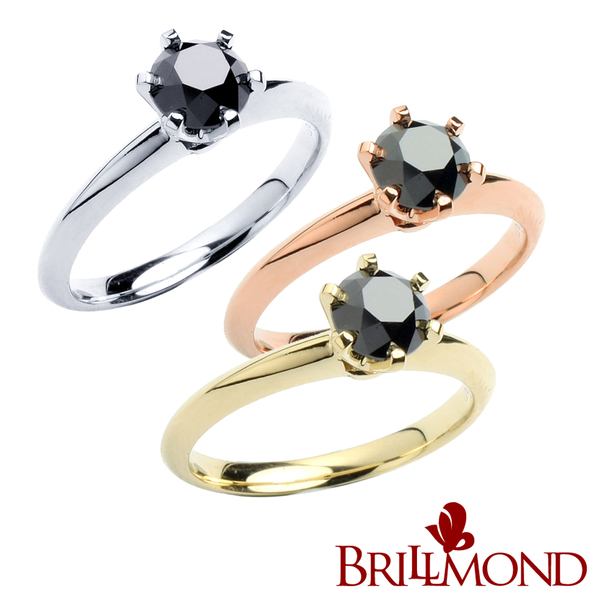 【BRILLMOND JEWELRY】1克拉天然鑽石純銀經典六爪戒(925純銀三色選 主石1克拉以上)