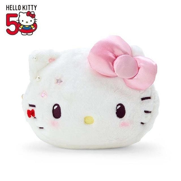 【震撼精品百貨】hello kitty 凱蒂貓~日本sanrio三麗鷗 kitty絨毛造型化妝包 (50週年)*56445