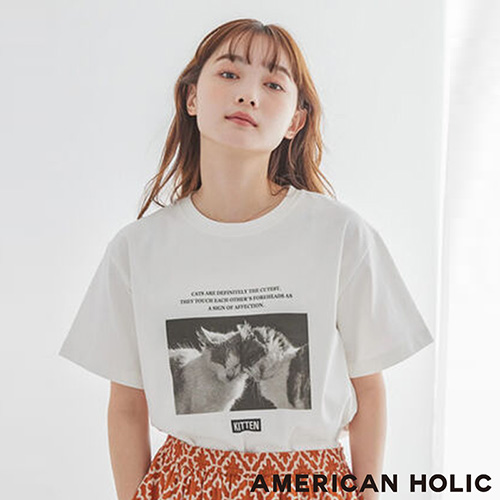 「Summer」黑白照片打印休閒T恤 -AMERICAN HOLIC