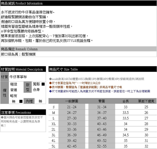 A字裙--百搭復古休閒質感鬆緊褲頭裙襬造型磨破A字牛仔長裙(藍S-5L)-Q139眼圈熊中大尺碼 product thumbnail 11