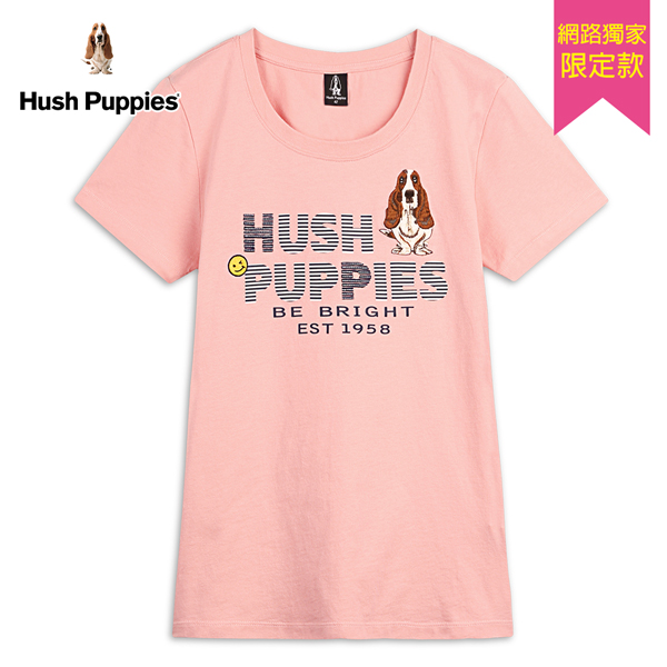Hush Puppies T恤 女裝英文字條紋印花棉質短袖T恤