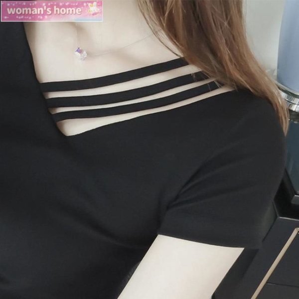 新品 短袖T恤 短袖t恤女夏季韓版新款女式ins學生V領上衣女裝