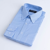 【CHINJUN】抗皺襯衫-長袖、淺藍白相間條紋、款式編號：K903