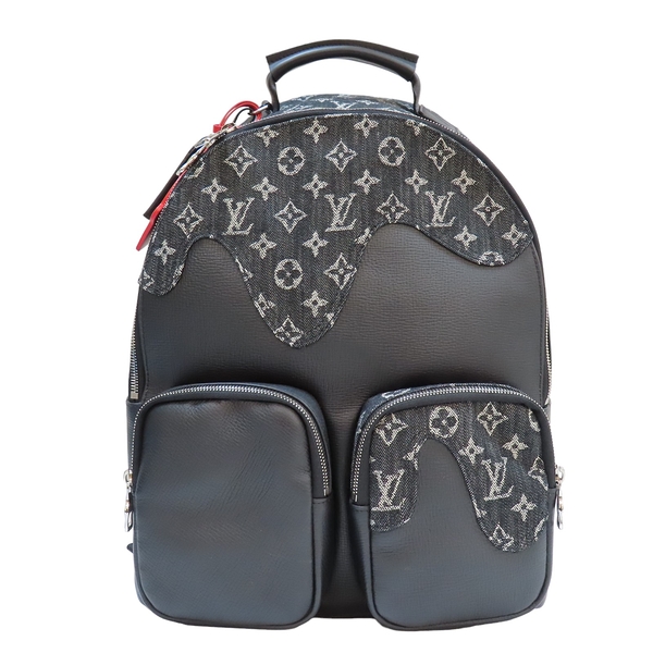 【二手名牌BRAND OFF】LOUIS VUITTON LV 路易威登 黑色 原花 丹寧 NIGO MULTIPOCKET 後背包 銀扣 M45973