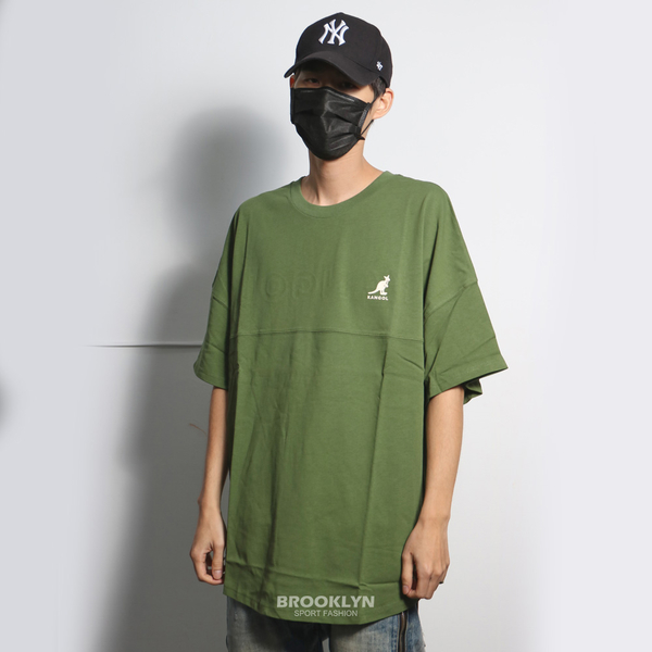 KANGOL 短袖 短T 落肩立體 LOGO棉 T 軍綠 休閒 男女 (布魯克林) 6121100171