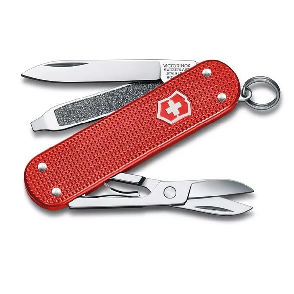 【Victorinox 瑞士維氏】瑞士刀 CLASSIC SD ALOX 5用刀 58mm-鋁合金橘紅(0.6221.201G)