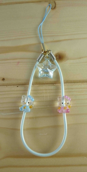 【震撼精品百貨】Hello Kitty 凱蒂貓~手機提帶-螢光藍星