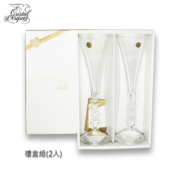 法國CRISTAL D'ARQUES Romantic 水晶玻璃杯 造型高腳杯 禮盒組 水晶含量24%