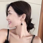 耳環 深邃黑色菱形幾何耳環女韓國時尚氣質耳墜網紅2021新款潮鈦鋼耳飾