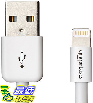 [106美國直購] AmazonBasics Apple 數據線 Certified Lightning to USB Cable - 6 Feet (1.8 Meters) White